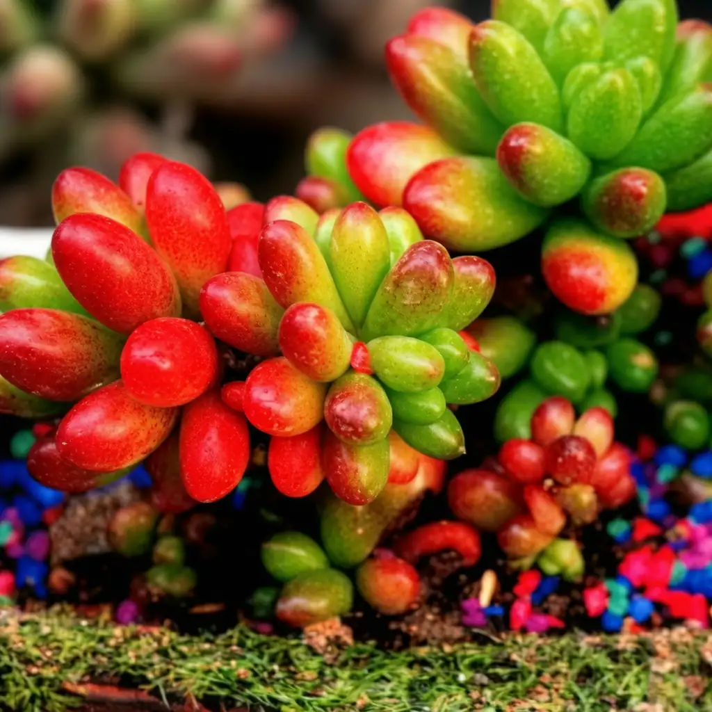 Plante Jelly Bean (Sedum rubrotinctum) — gros plan