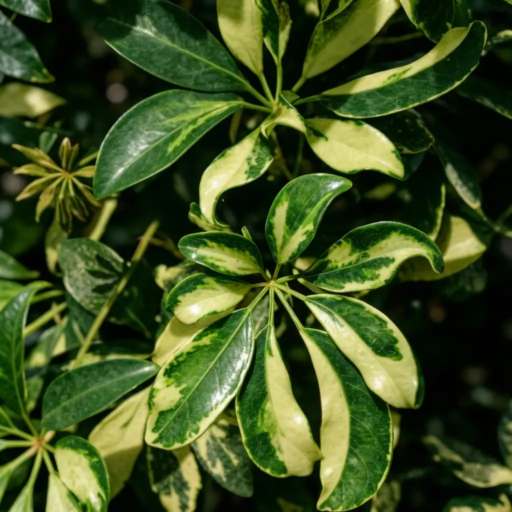 鹅掌藤 (Heptapleurum arboricola) — 细节