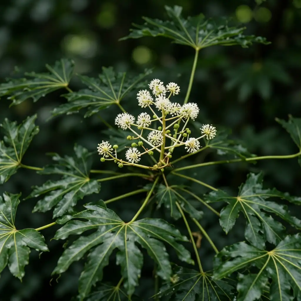 八角金盘 (Fatsia japonica) — 特写
