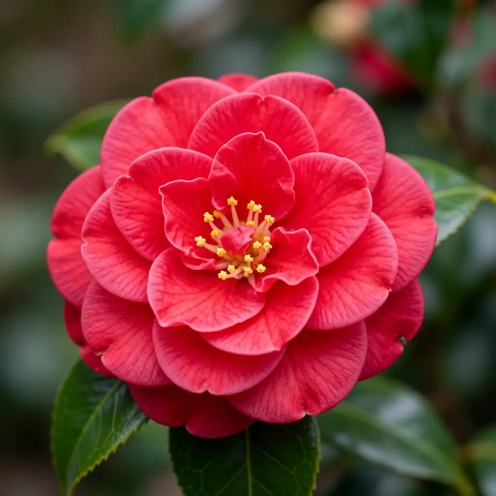山茶花 (Camellia japonica) — 特写