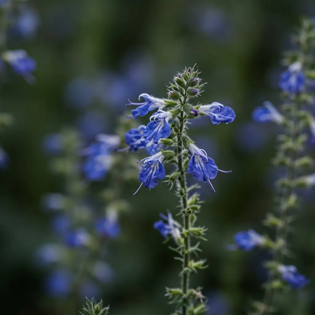 天蓝鼠尾草 (Salvia uliginosa) — 特写