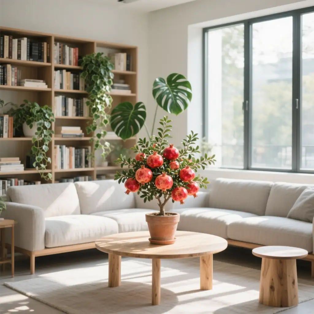 pomegranate plant in modern living room