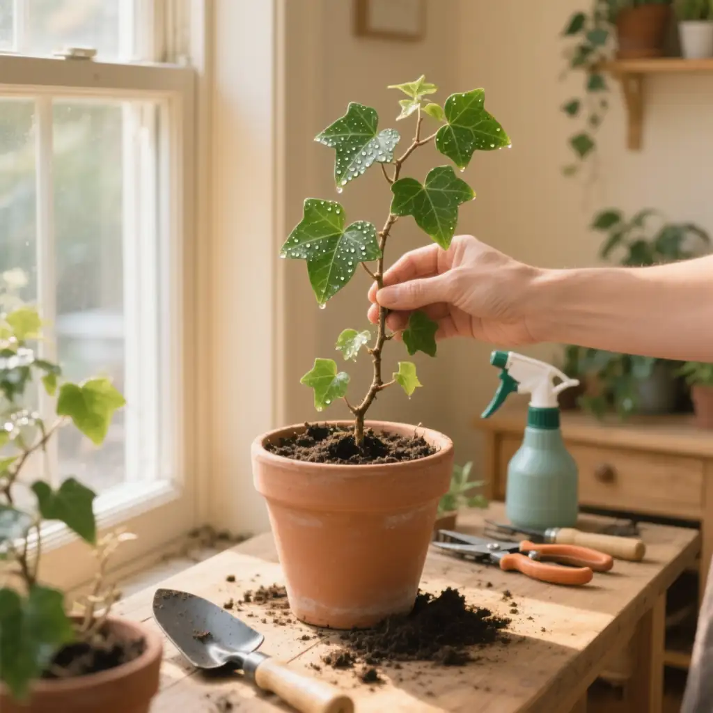 ivy cutting in soil