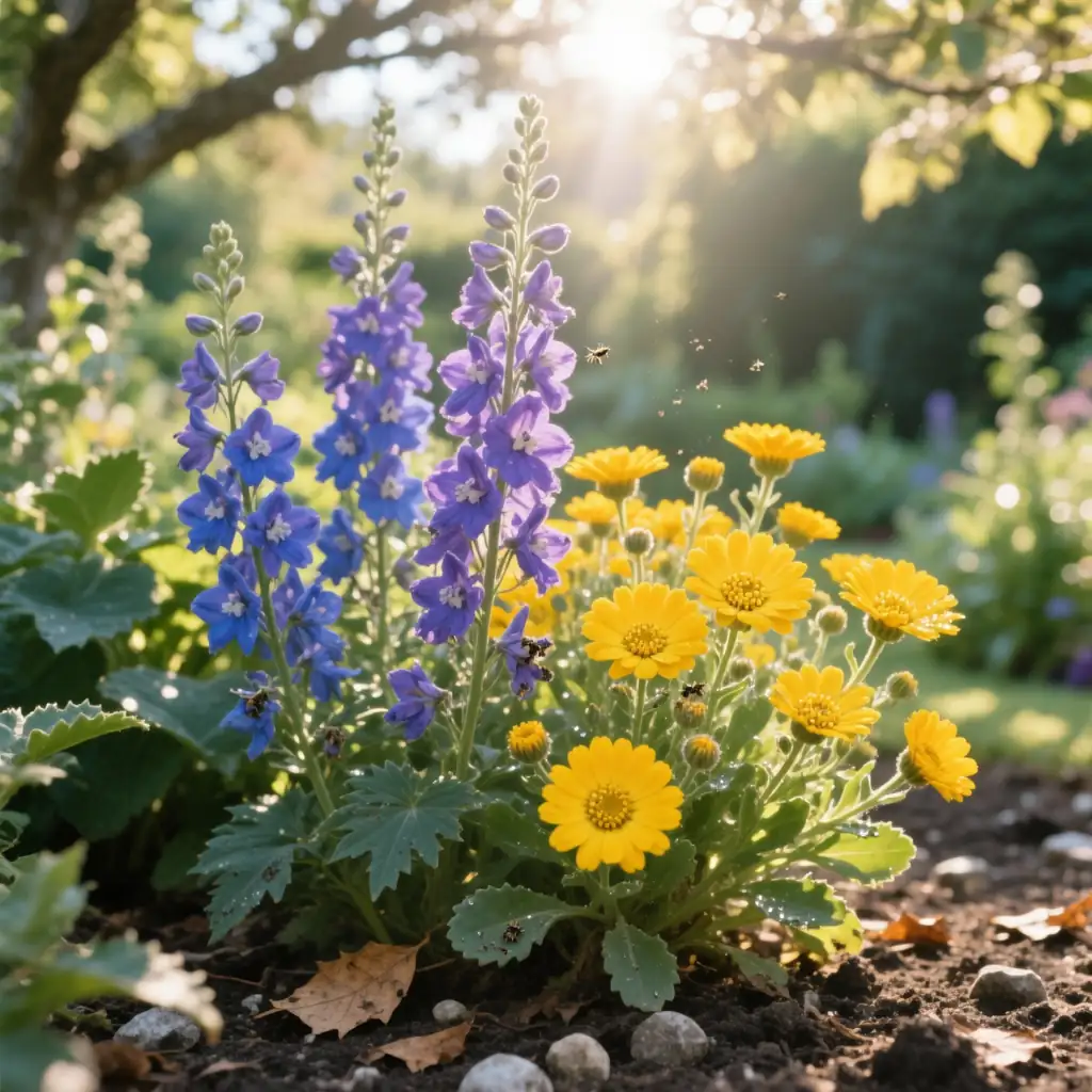 delphinium marigold contrast