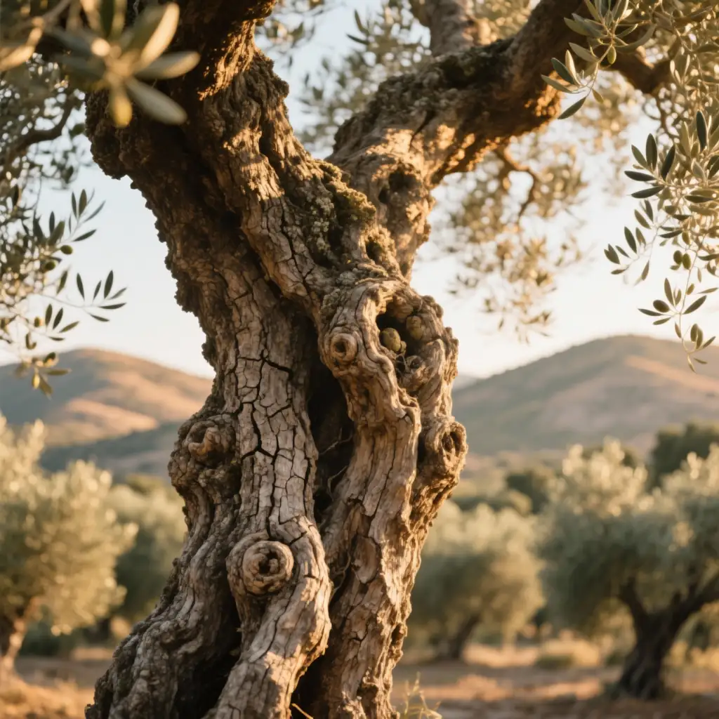ancient olive tree trunk close-up