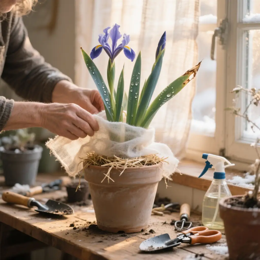 iris flower winter protection
