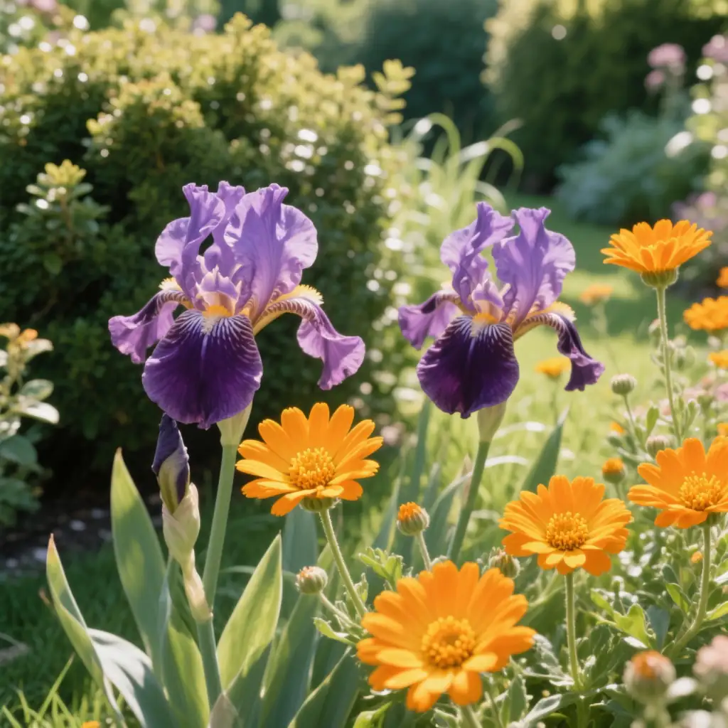 iris with marigold contrast
