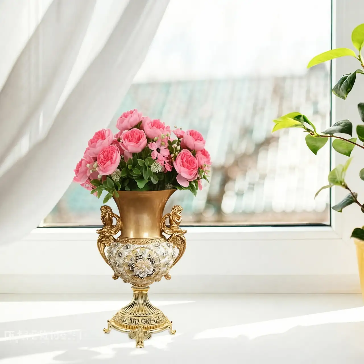 hollyhock vase indoor table