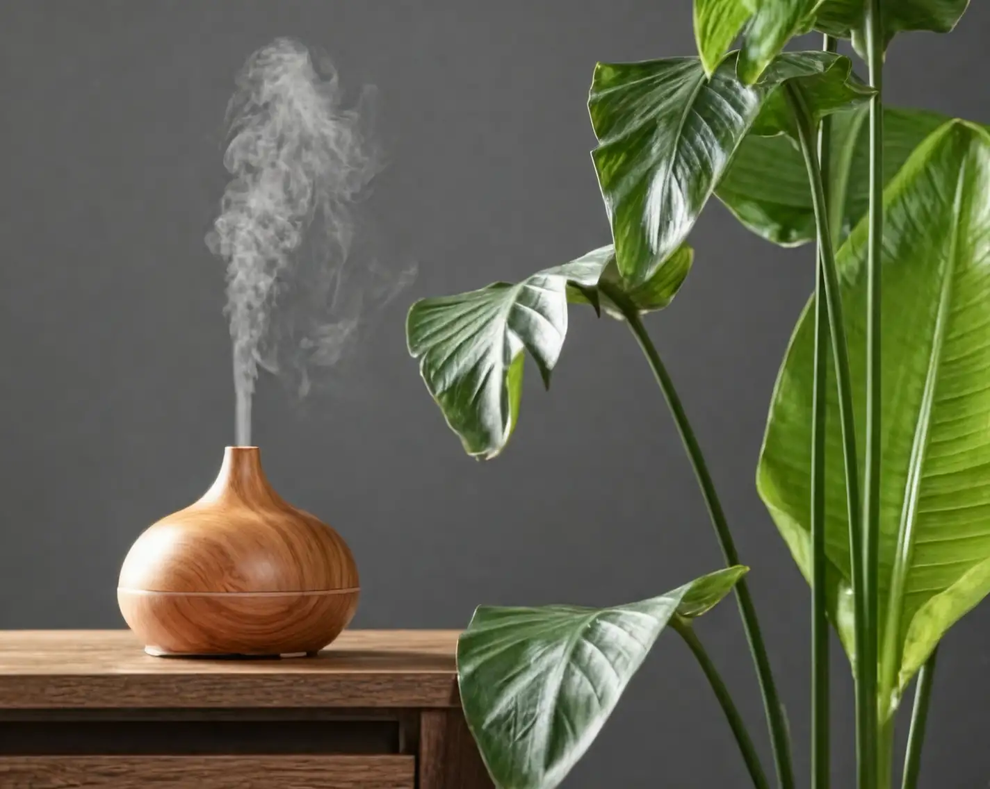 humidifier near philodendron