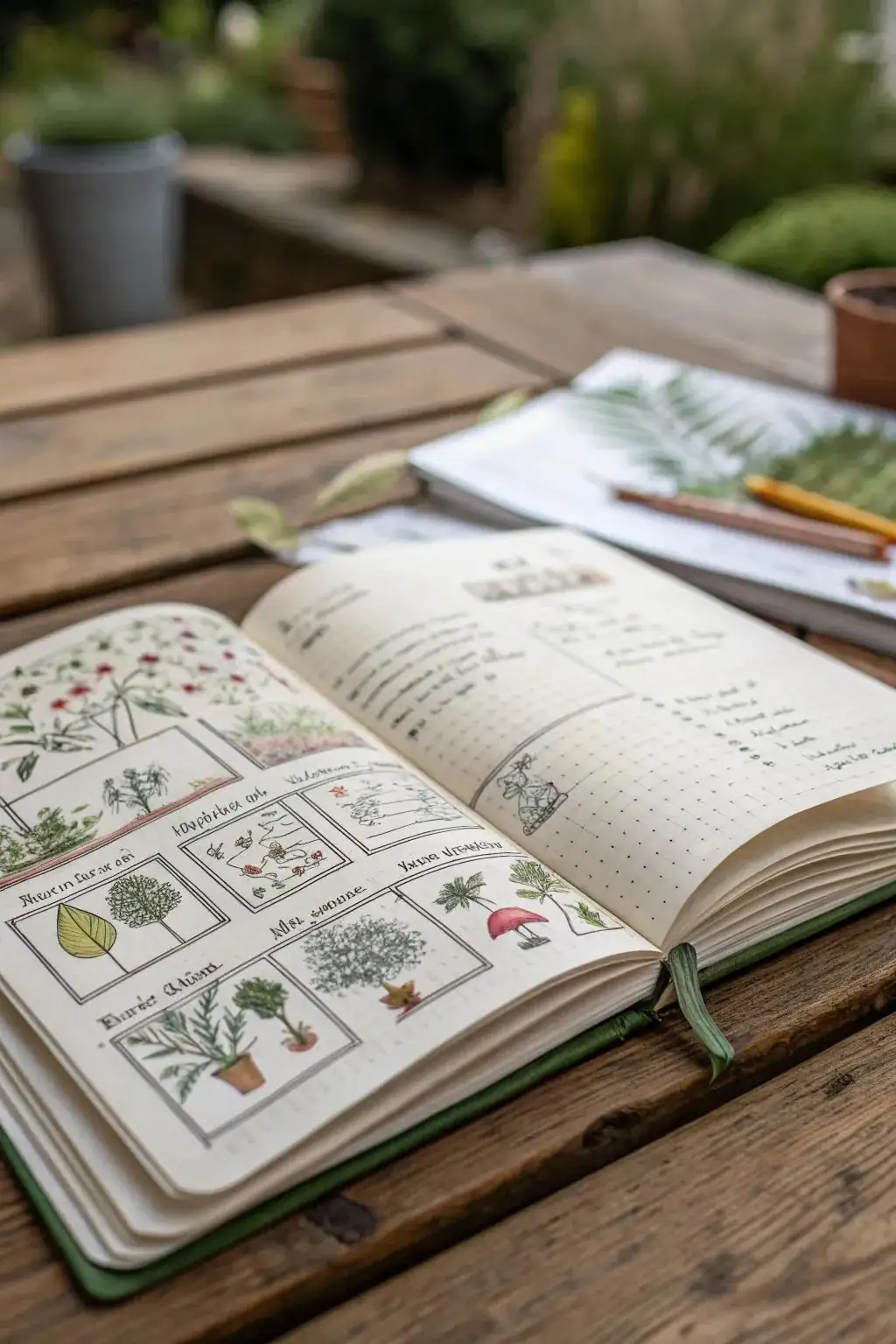 plant journal with sketches and notes