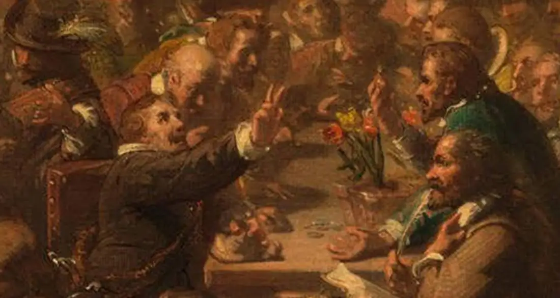 historical tulip market painting