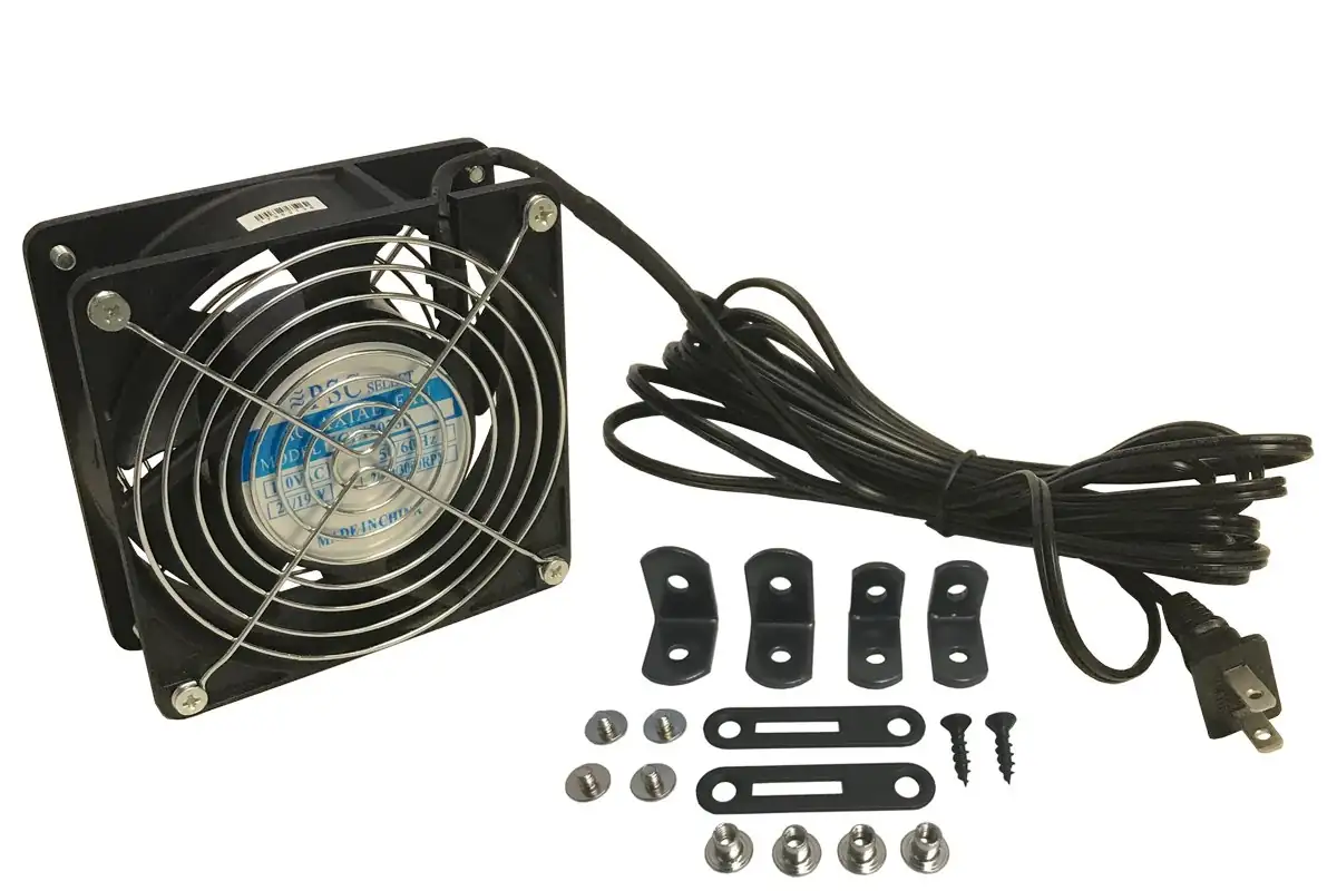 fan in small room with open door