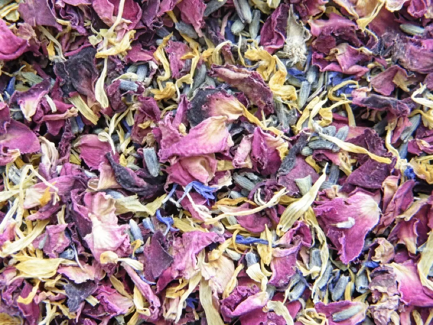 cornflower with lavender and marigold