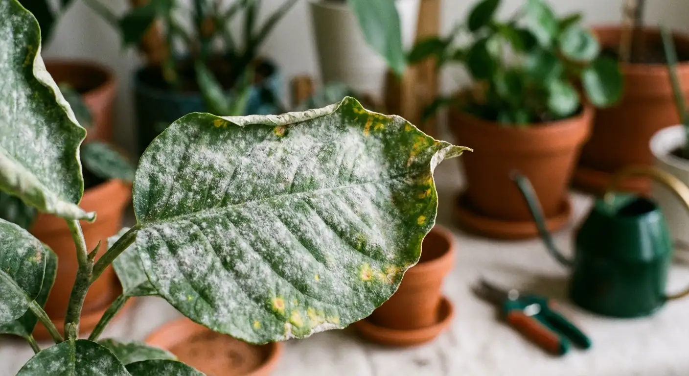 powdery mildew on plant leaves