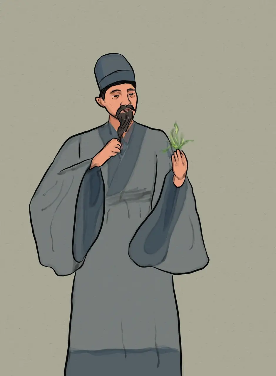 ancient Chinese herbal book with mallow