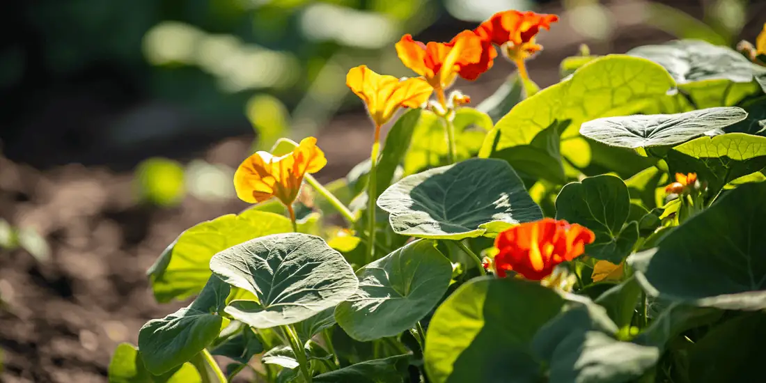 nasturtium in spring sunlight