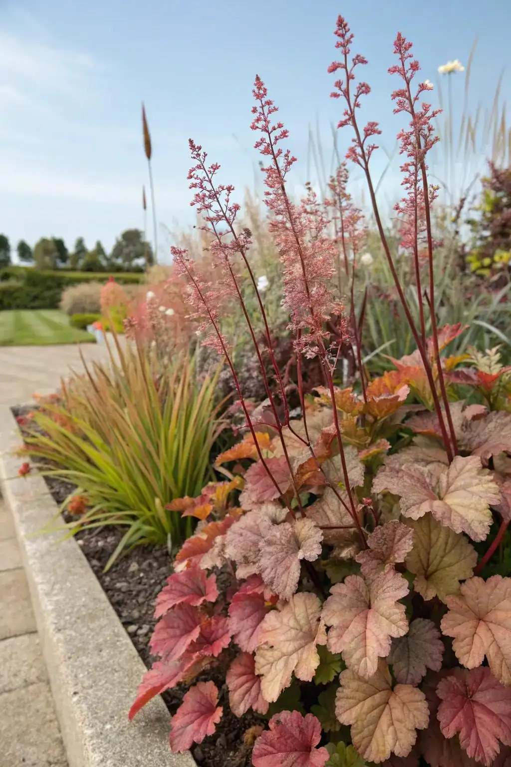 coral bells in garden landscape