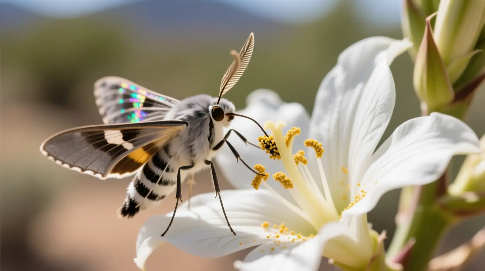 yucca moth pollinating flower