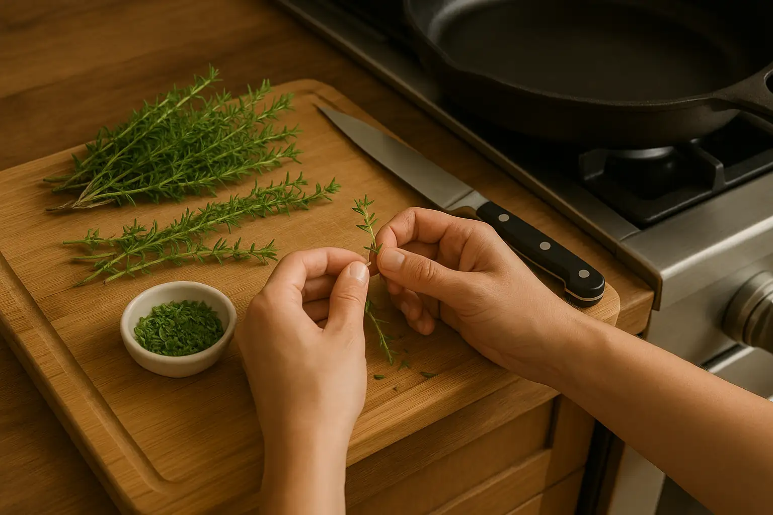 thyme in modern kitchen cooking
