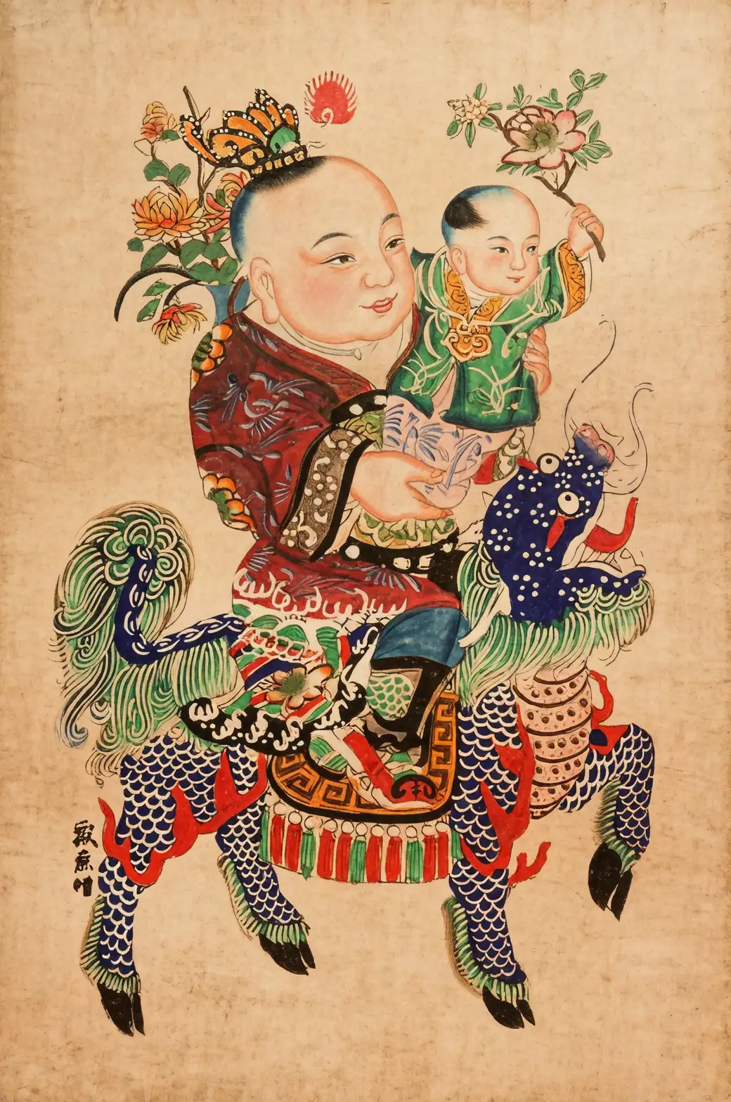 traditional Chinese painting with hosta