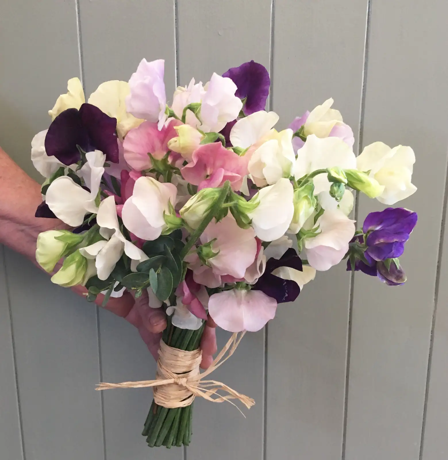 sweet pea bouquet wedding