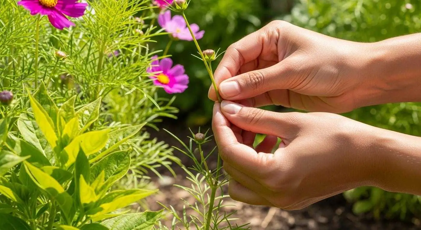 cosmos plant pinching technique