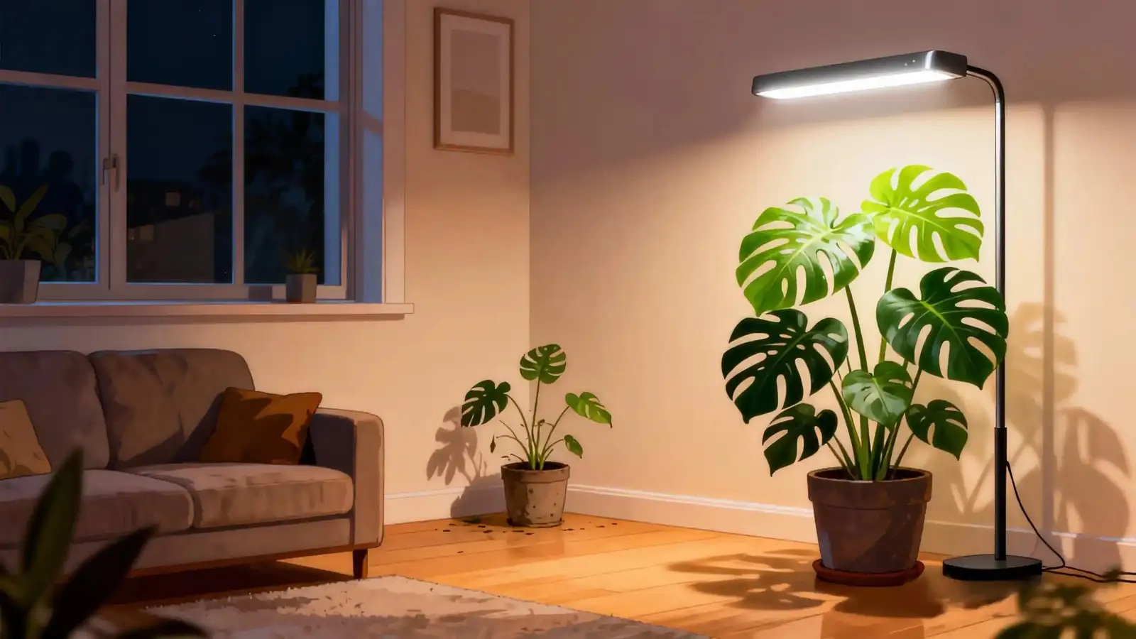 monstera in dim corner
