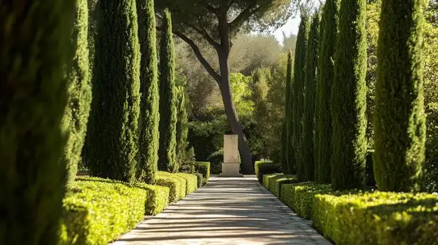 cypress trees in a park setting