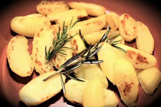 lavender roasted potatoes on tray