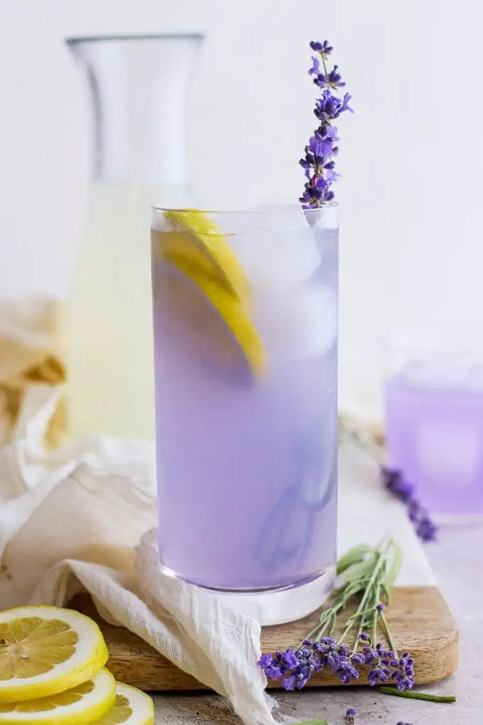 lavender lemonade in glass