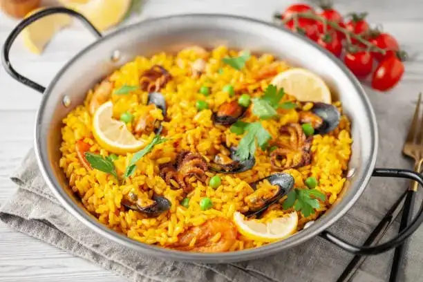 Spanish paella with saffron