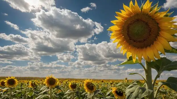 sunflower field Ukraine blue sky