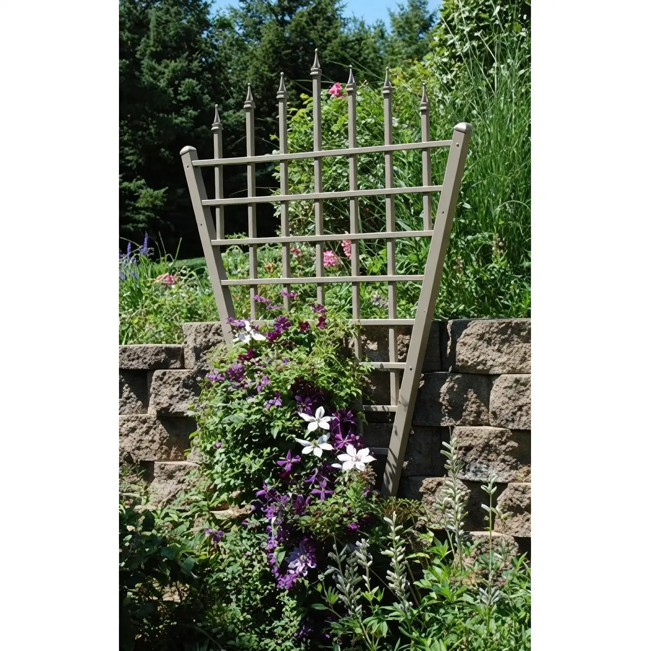 clematis fan training on trellis