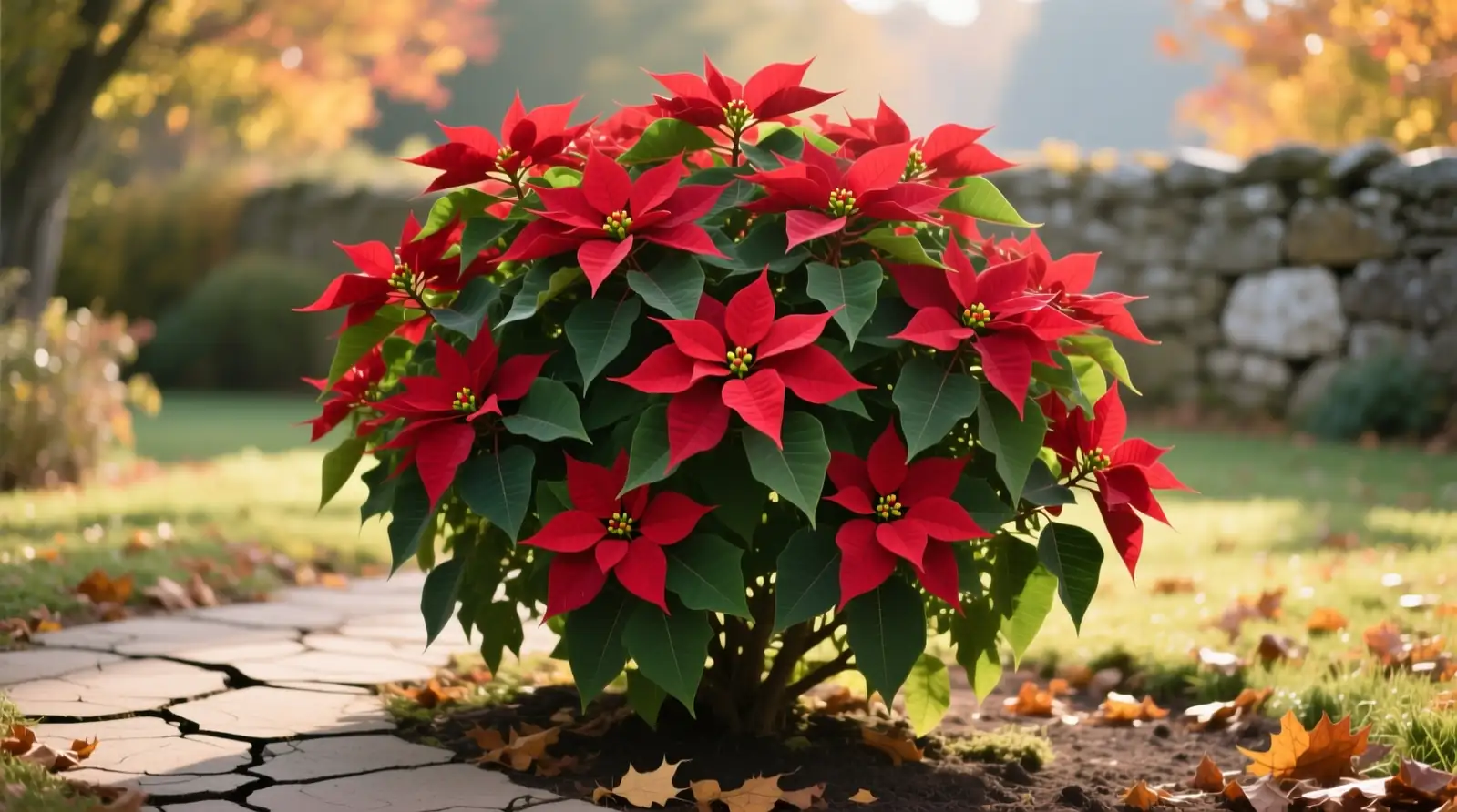 poinsettia outdoor shrub garden
