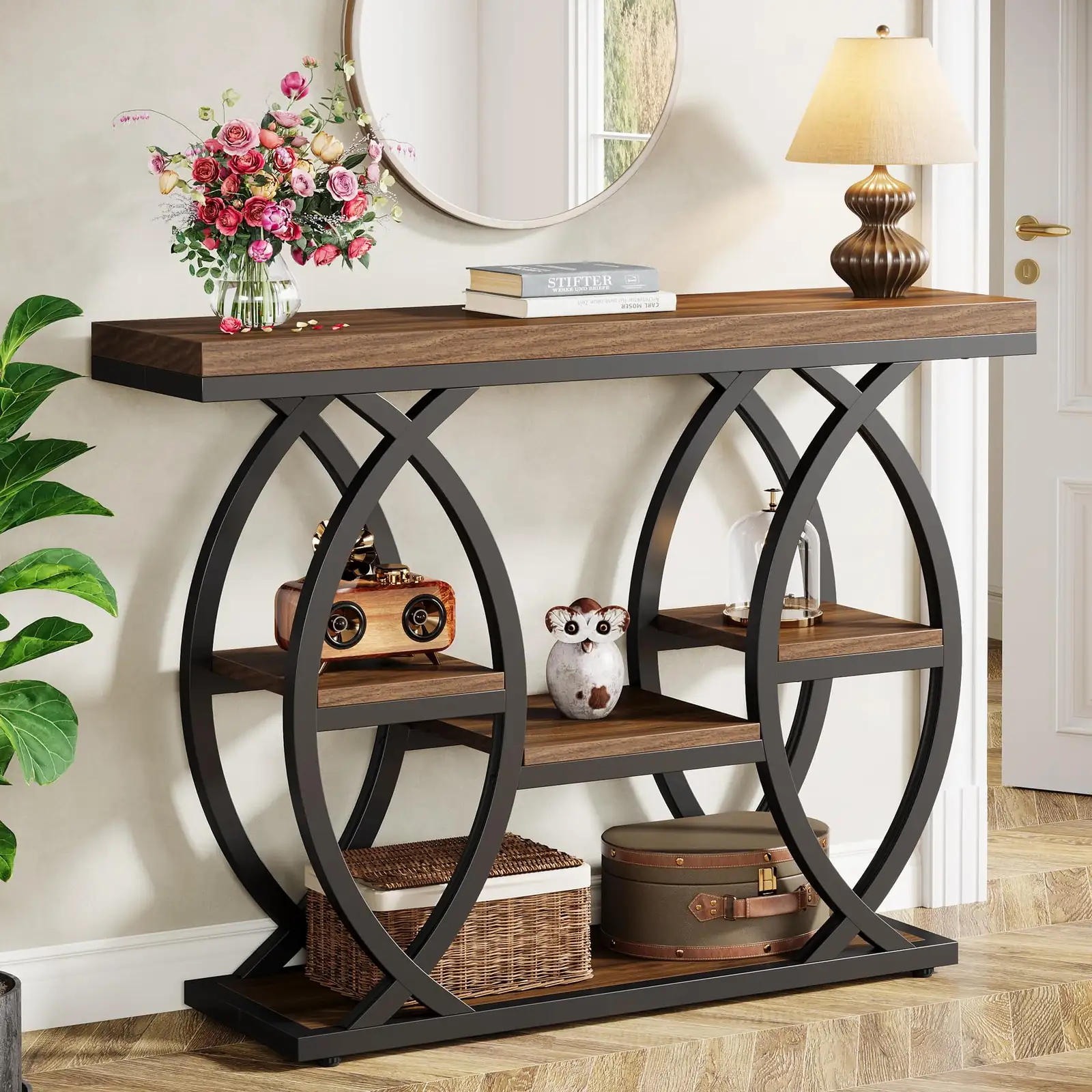 poinsettia entryway console high shelf