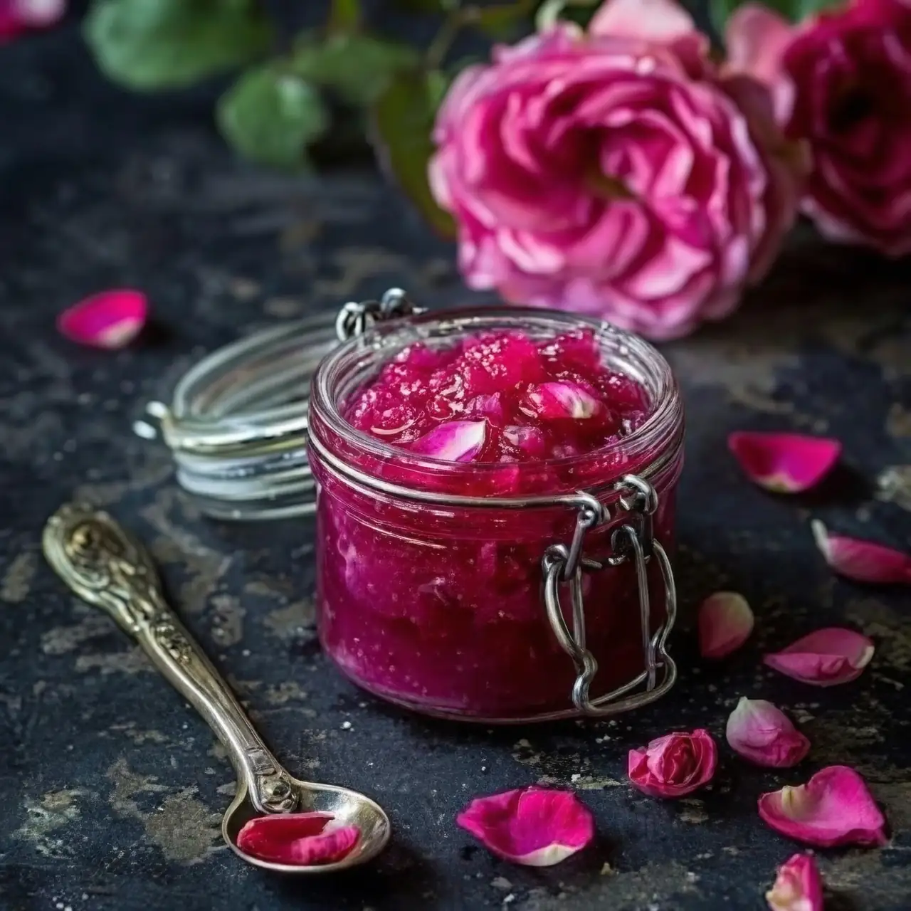 rosa rugosa rose jam jar
