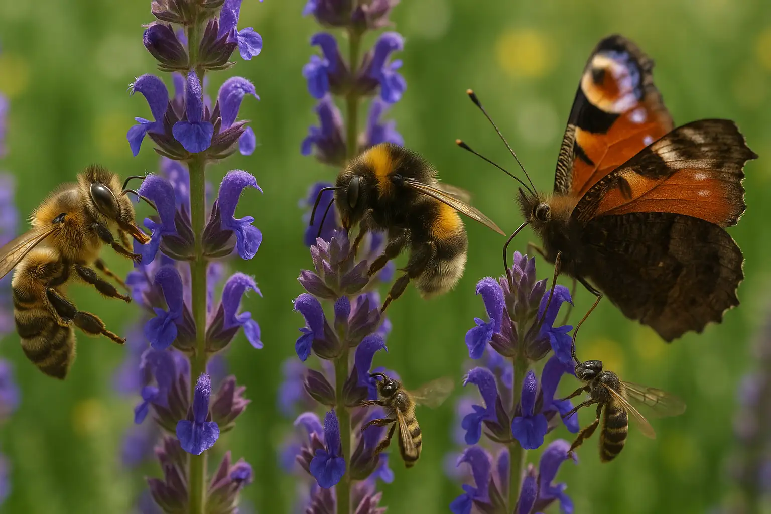 sage flowers bees pollinating