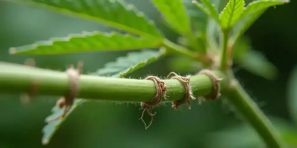 sunflower stem bending close up