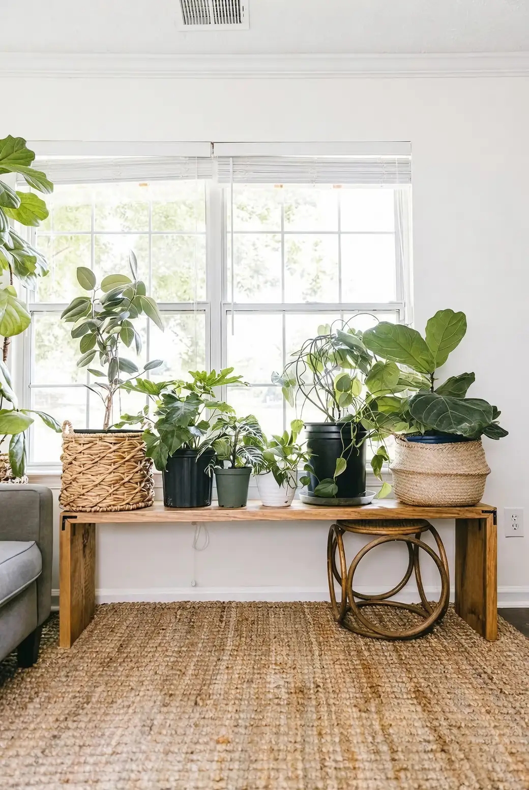 poinsettia living room window stand