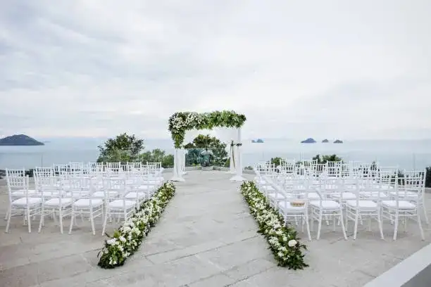 agapanthus wedding aisle decor