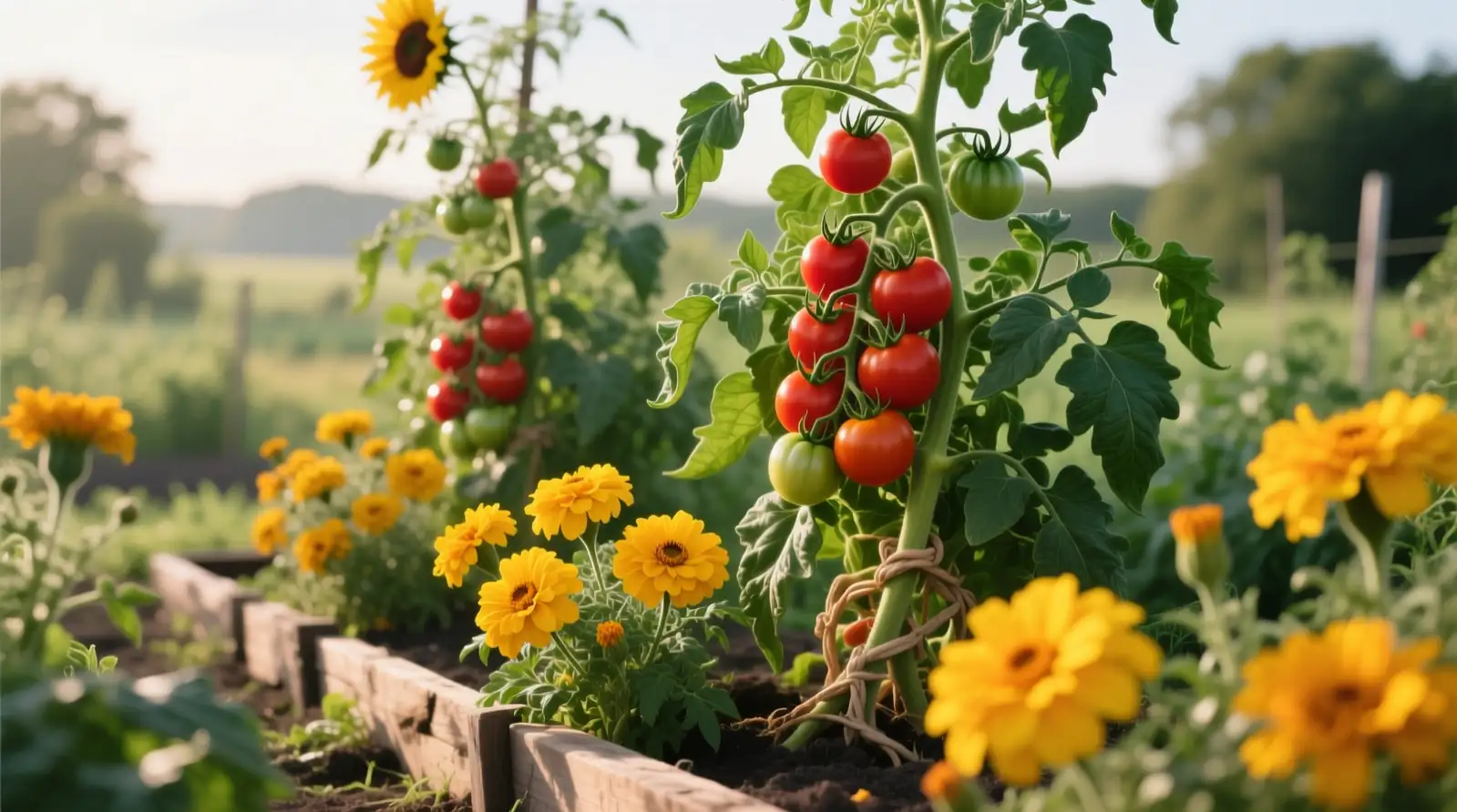 African marigold companion planting tomatoes