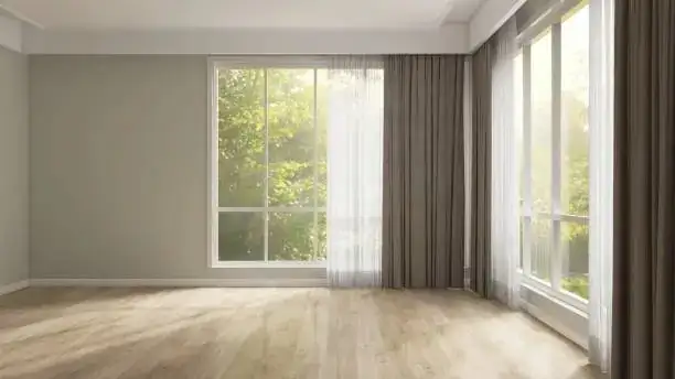 croton near window sheer curtain