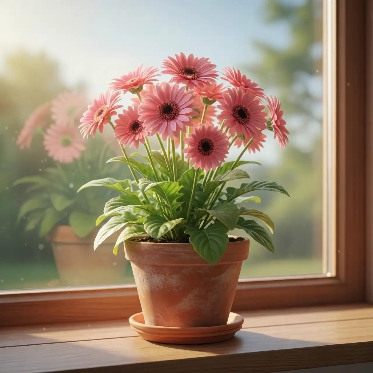 gerbera daisy south window sheer curtain