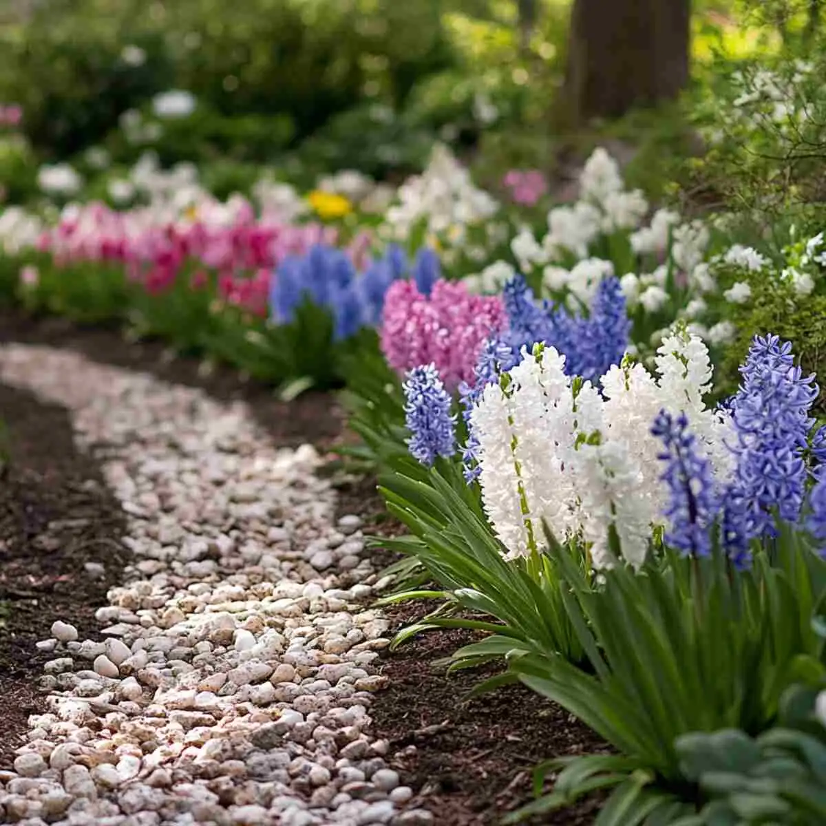 hyacinth tulips pathway border