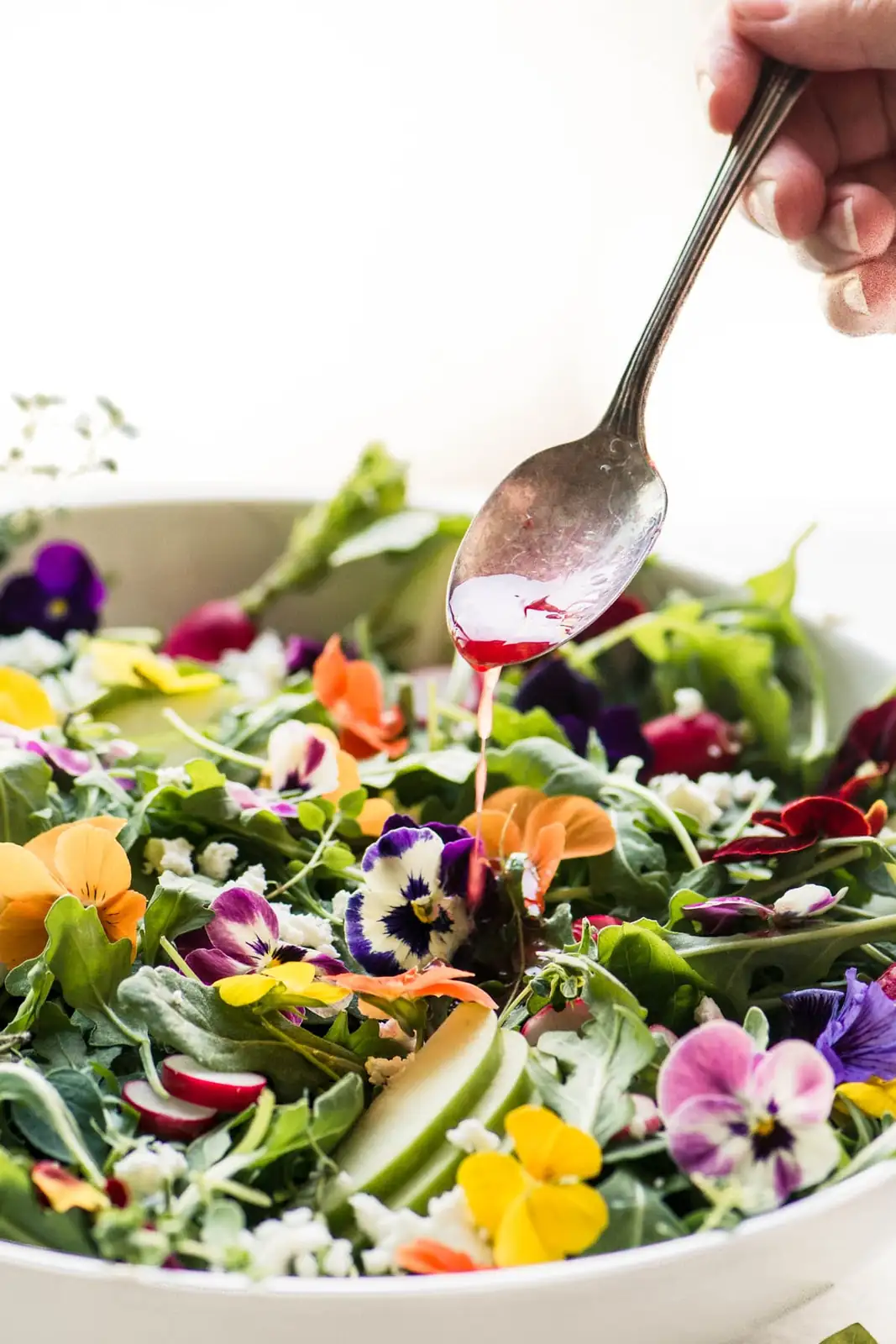 pansy salad plating overhead
