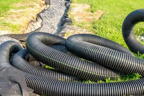 garden french drain gravel pipe