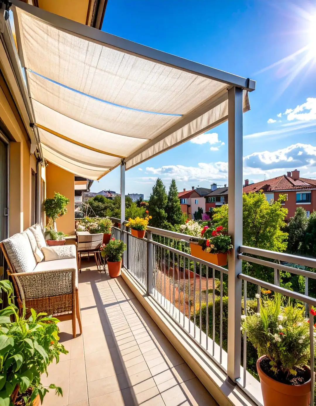 fuchsia shade cloth balcony
