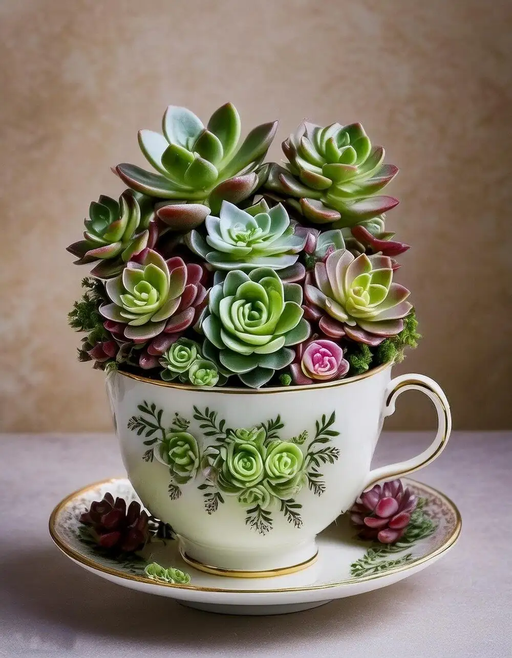 echeveria with sedum crassula planter