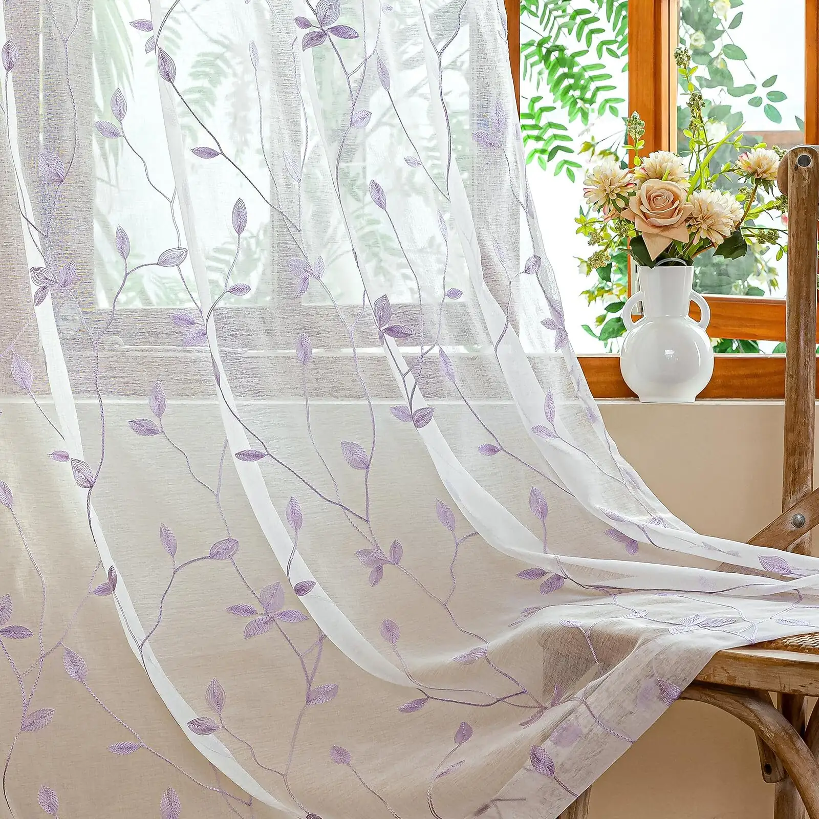 colored calla lily north window sheer curtain