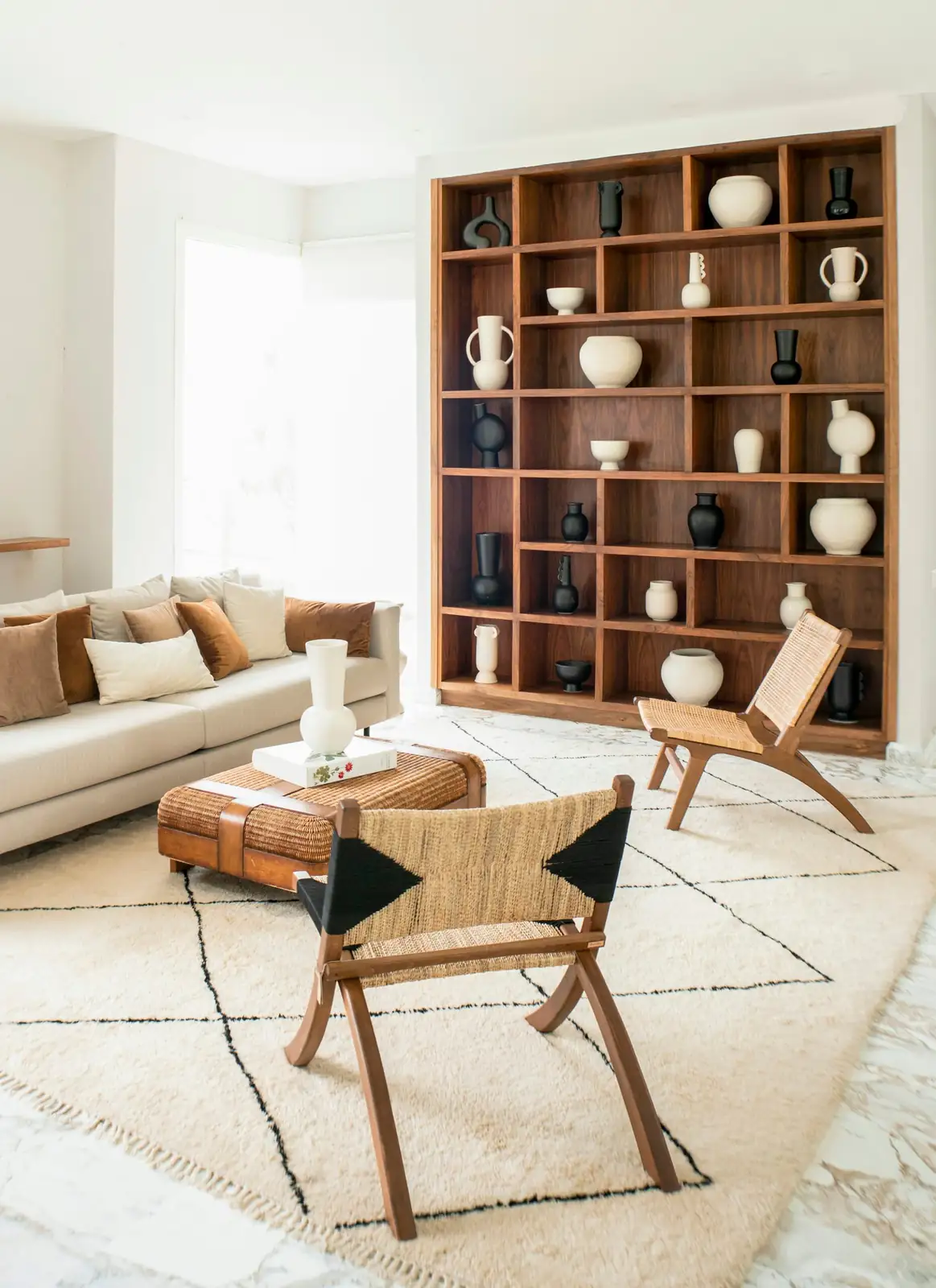pilea cadierei on bookshelf living room
